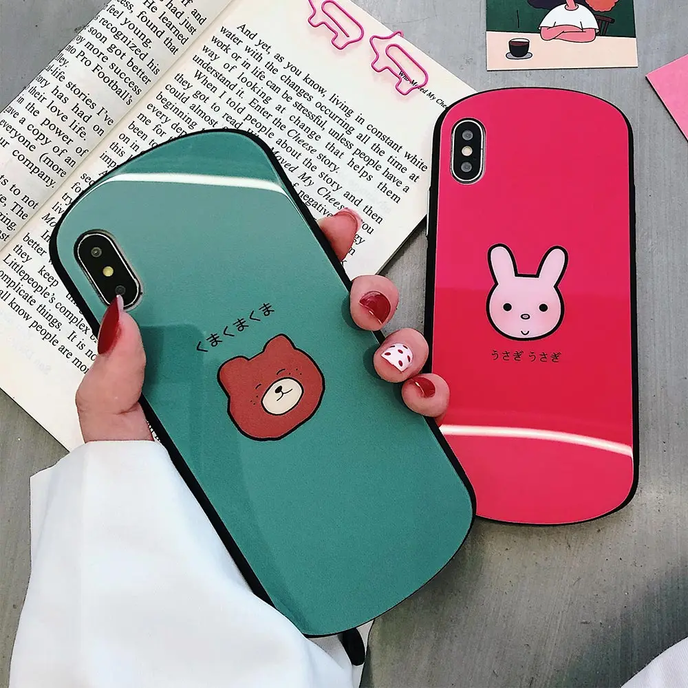 KISSCASE милый кролик медведь Phoene чехол для iPhone 7 6 6S 8 Plus X овальной формы закаленное