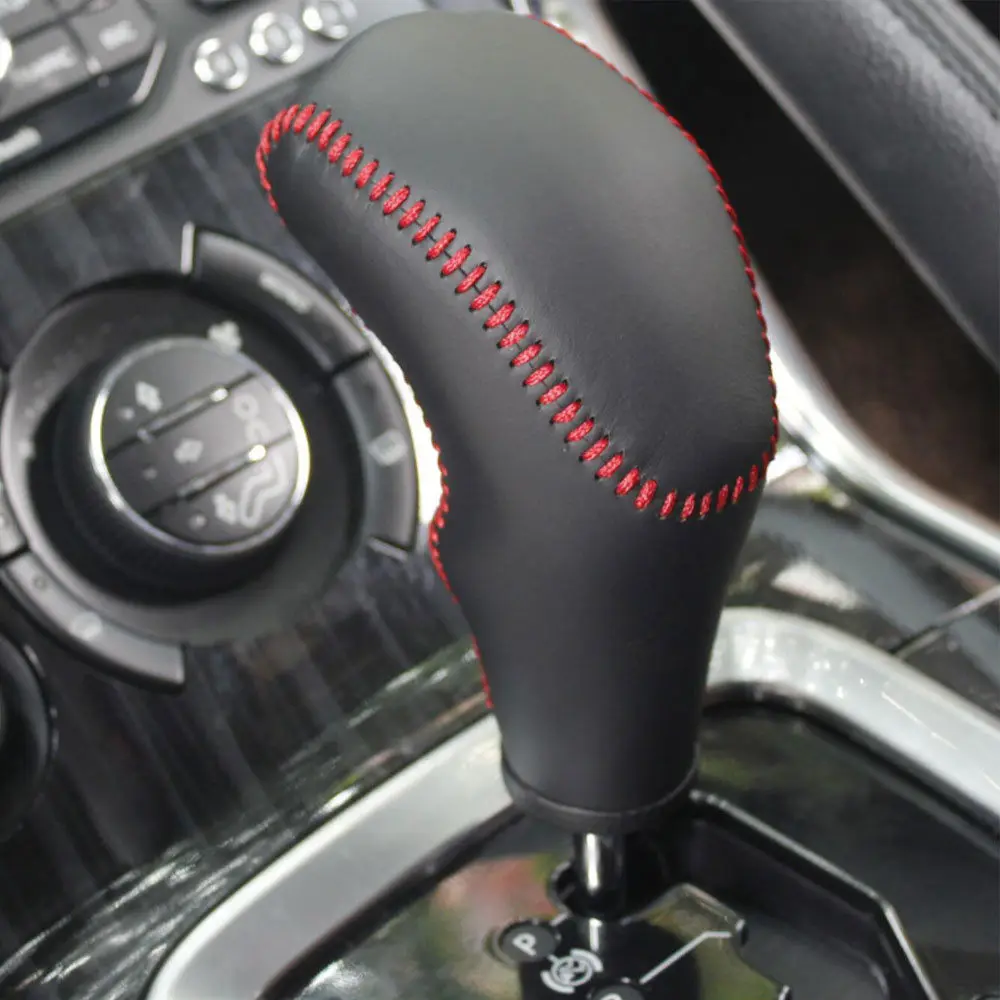 Car Leather Automatic Gear Shift Knob Handbrake Cover Trim For Peugeot