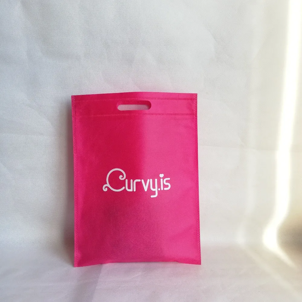 500 шт./лот, изготовленная на заказ Сумка-тоут с логотипом, нетканые сумки, Эко сумки, хозяйственные сумки, TNT сумки, складные розовые сумки с вырезами и ручками