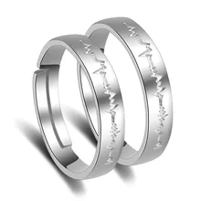 ECG Batimentos Cardíacos Ajustable Anéis Casal Definidos para Os Amantes de Casamento de Cristal 2 Pcs Mulheres Acessórios do Presente Do Dia Dos Namorados