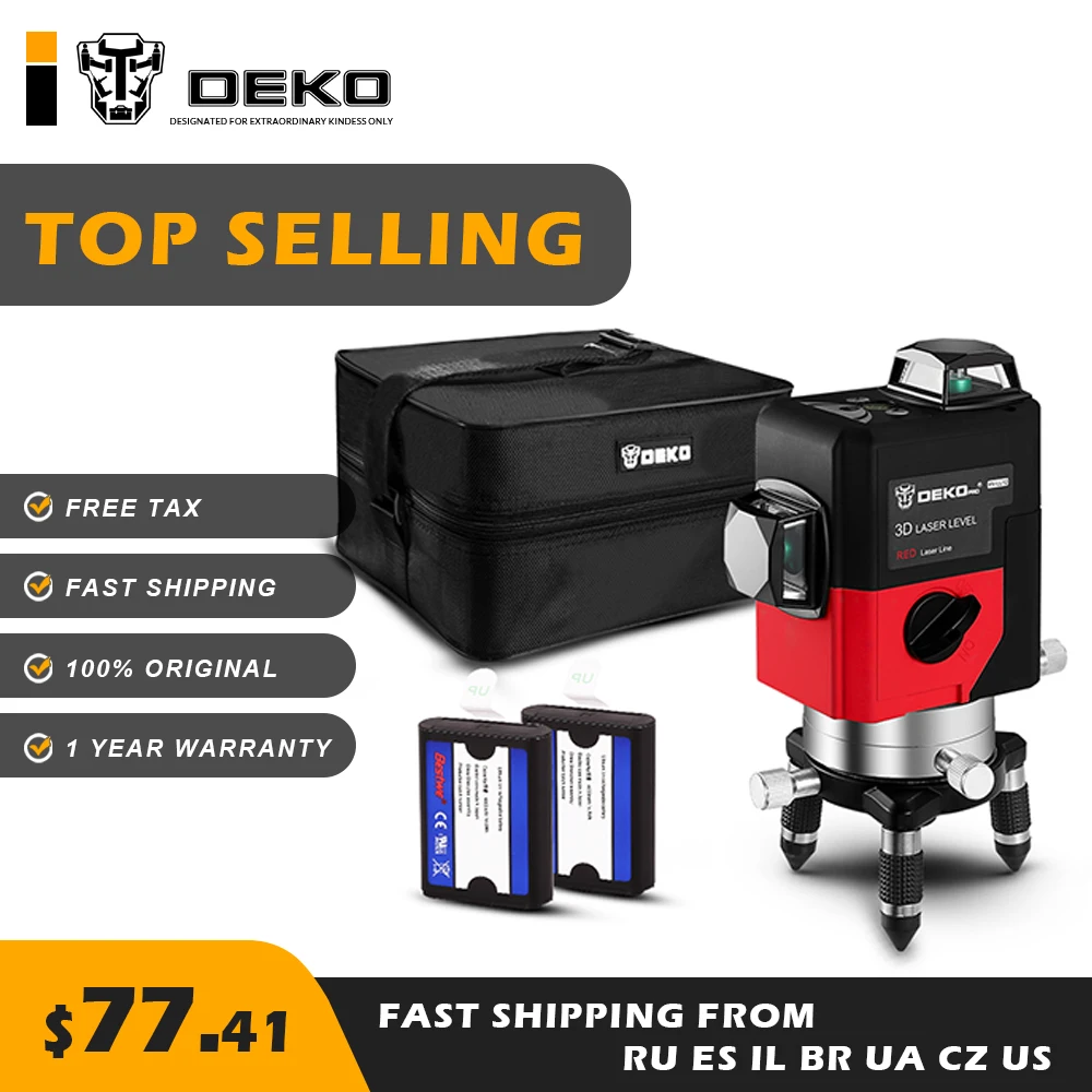 

DEKO LL12-HV 12Lines 3D Laser Level Self-Leveling 360 degre Horizontal & Vertical Cross Powerful Intelligent Adjustment