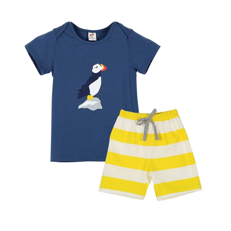 

Baby Boy clothes 2pcs Short Sleeve T-shirt Tops +Pants Outfit Clothing Set Suit With Printed