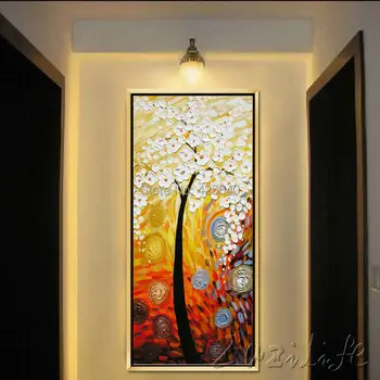 

Oil painting On Canvas Wall Pictures Paintings For Entry Way Canvas Wall Art Palette Knife Hand Painted Flower Tree