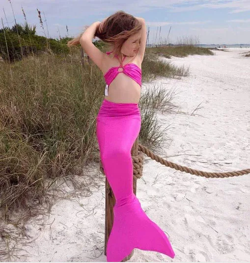 

2017 Newest Kids Girls Swimming Mermaid Tail Costume with Little Girls Children Swimmable Mermaid Tails Swimsuit Bikini