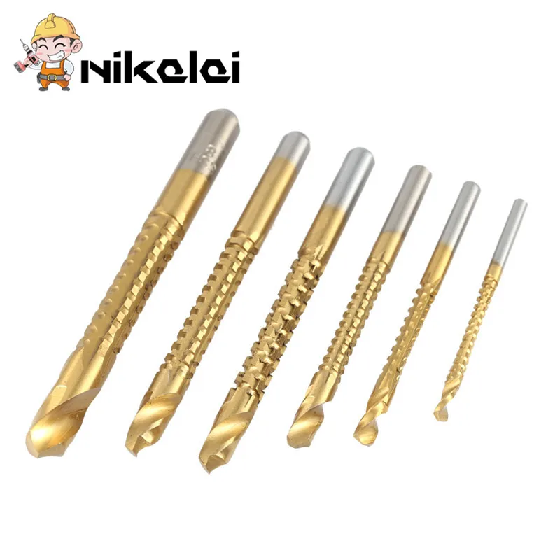 

6pcs New 3-8mm Titanium Coated HSS Drill Bit Electric Drill Plastic Metal Hole Grooving Drill Saw Carpenter Woodworking Tools