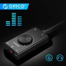 ORICO Portable USB External Sound Card Microphone Earphone Two-in-One With 3-Port Output Volume Adjustable For Windows/Mac/Linux