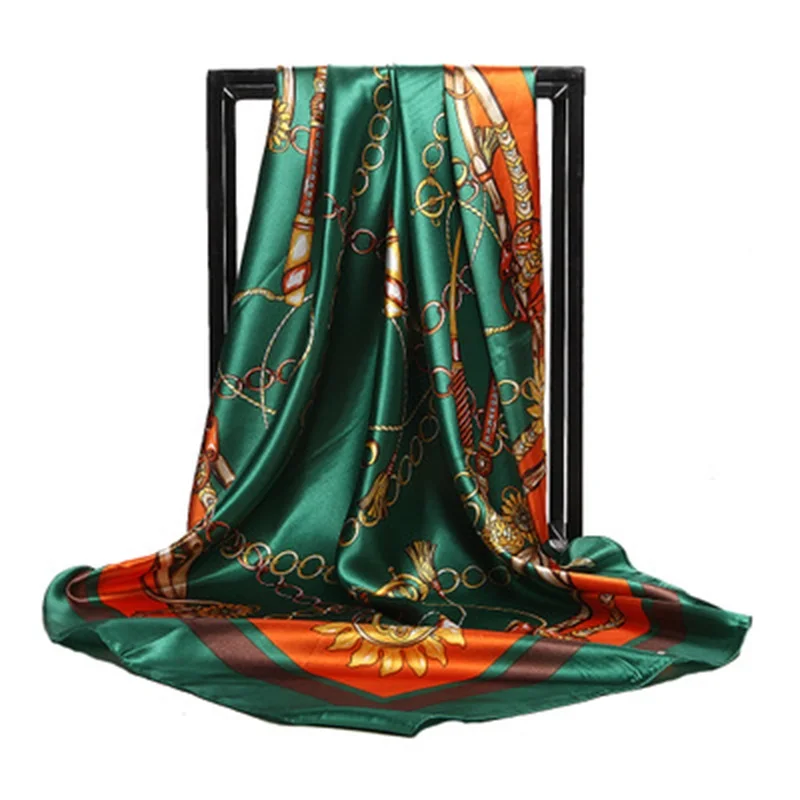 

2018 Fashion 6 Styles Leopard Hijab Scarf Women Luxury Brand Faux Satin Silk Scarfs Foulard Square Head Wraps Shawl 90*90cm