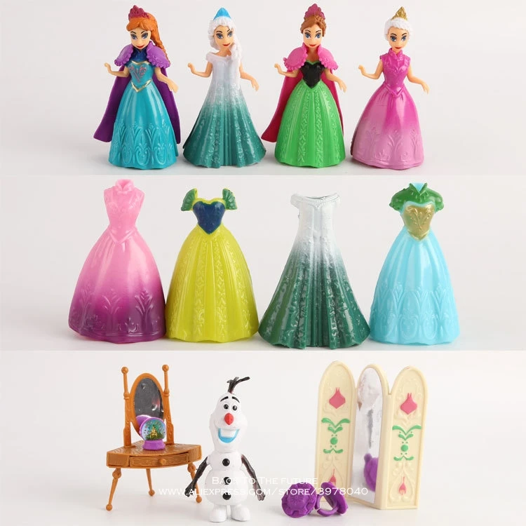 Disney Frozen Princess Anna Elsa change clothes 9cm 12pcs/set Action Figure Anime Figurine Toy model for children gift Disney Frozen Princess Anna Elsa change clothes 9cm 12pcs/set Action Figure Anime Figurine Toy model for children gift