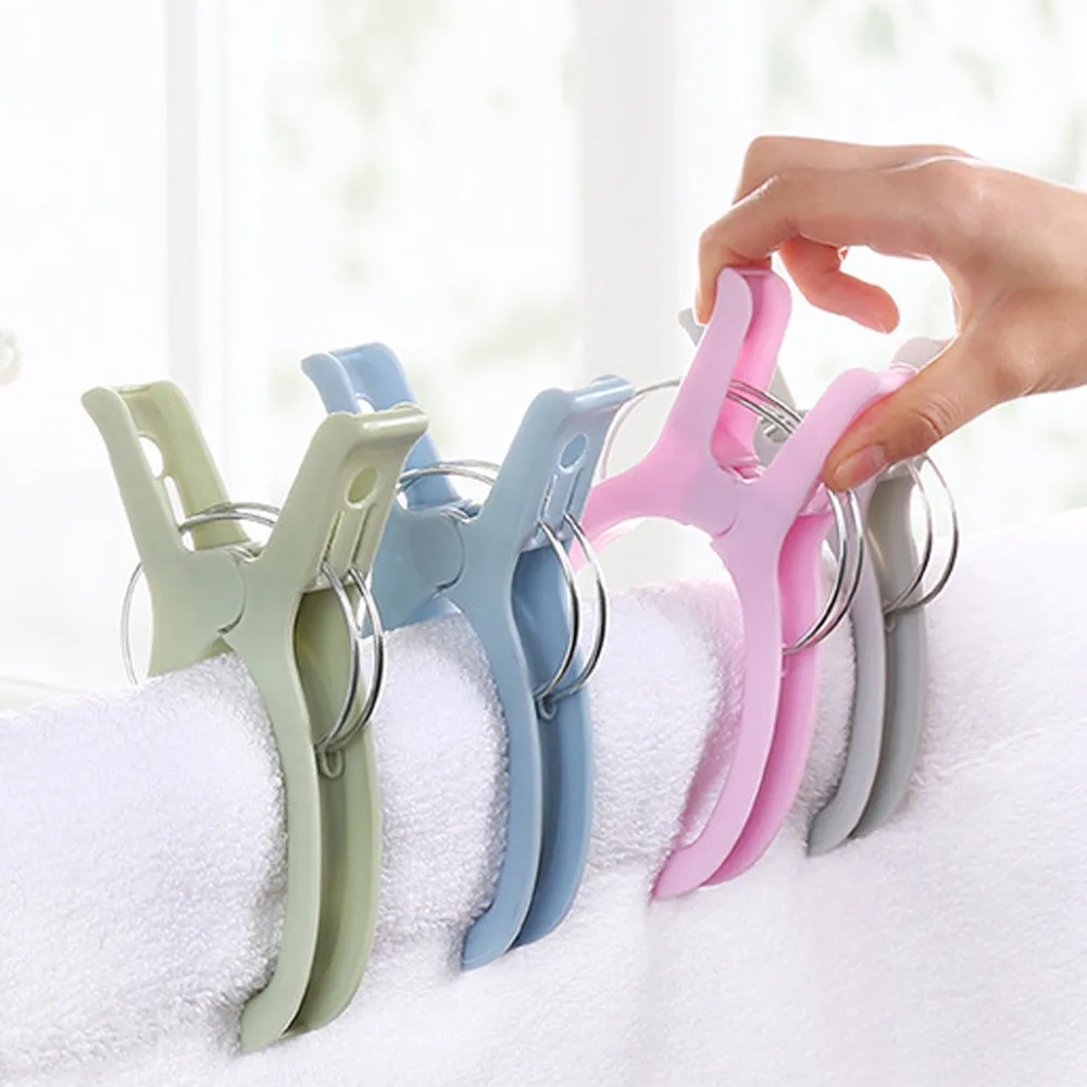 

1 Pcs Large Bright Colour Plastic Beach Towel Pegs Clips To Sunbed Quilt Clips Useful Storage Rack Clothes Quilts Clips F80