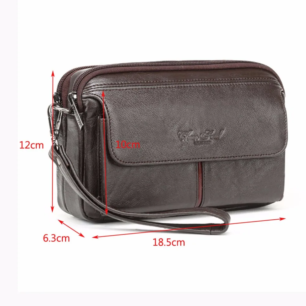 Genuine Leather Men Business Clutch Bags Mobile Phone Case Cigarette Purse Pouch Wallet