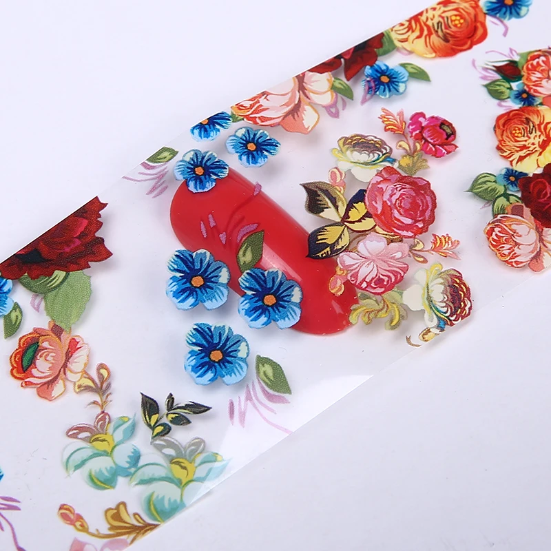 

100*4cm/pcs Nail Foils colorful beauty Flower Starry Nail Art Transfer Sticker Manicure Tips Decoration