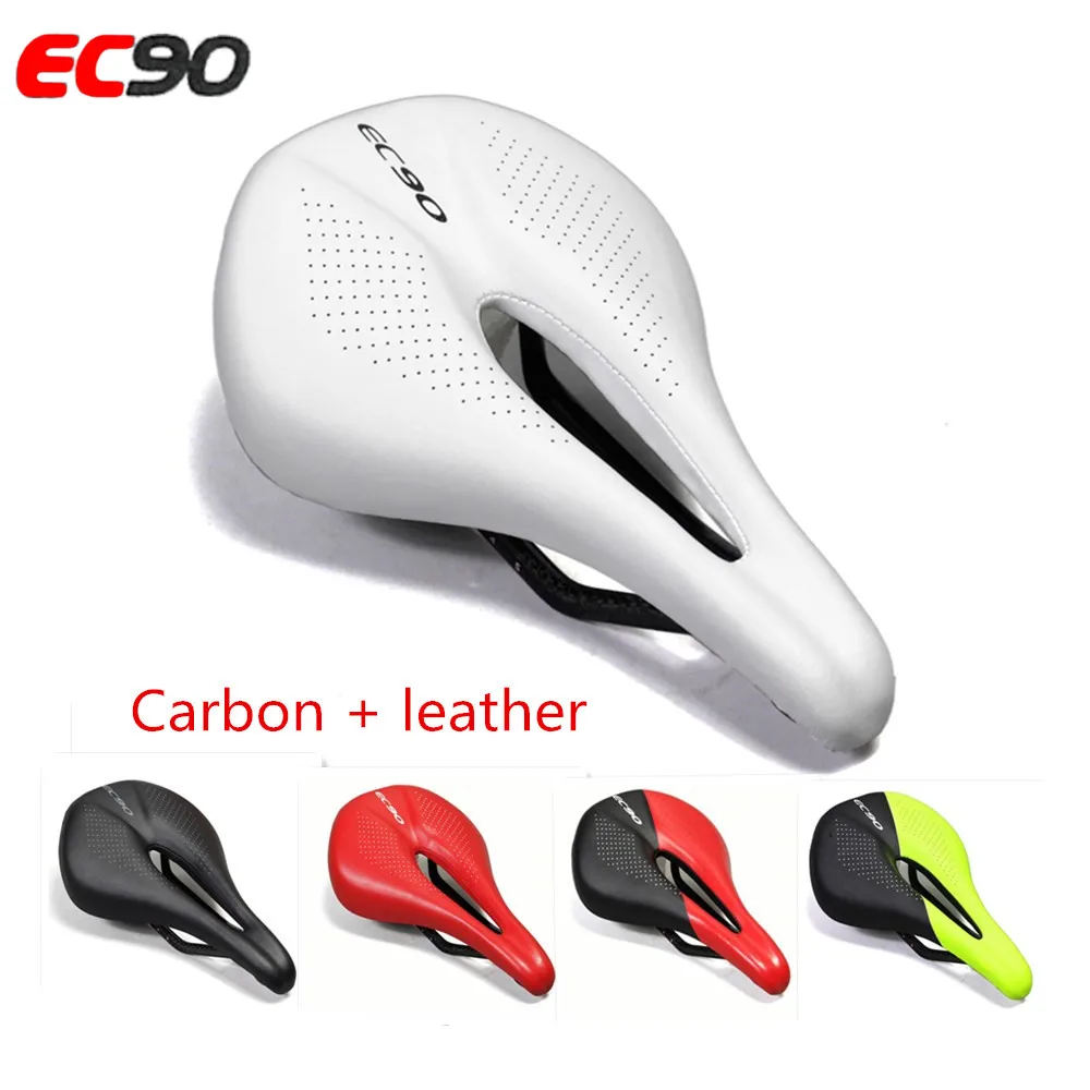 Скидка EC90 карбоновое + кожаное велосипедное седло MTB шоссейное велосипедное седло горное велосипедное седло из ПУ дышащее мягкое сиденье Подушка