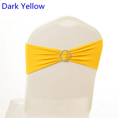 

Dark Yellow colour Spandex chair sash wedding chair sashes with round buckle lycra stretch sash for chair spandex band universal