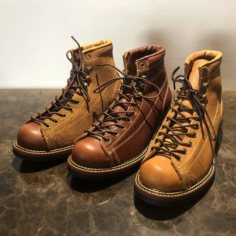 Mens Spring Winter Shoes Round Toe Top Quality Vintage Real Leather Cowhide Ankle Boots Casual Motorcycle Boots Unisex Big Size