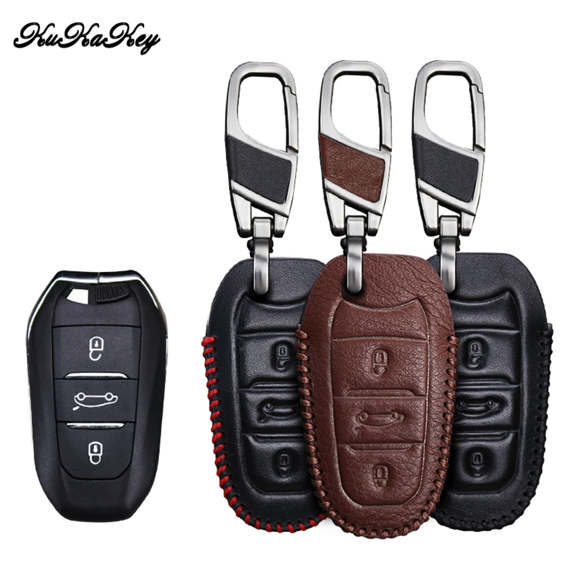 KUKAKEY чехол для автомобильного ключа из натуральной кожи Citroen C5 C6 C4L C3XR держатель