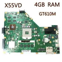 X55VD_MB_4GB RAM_GT610M Графика карты Материнская плата ноутбука REV2.2 для ASUS X55V X55VD X55C Тетрадь материнская плата полностью проверена