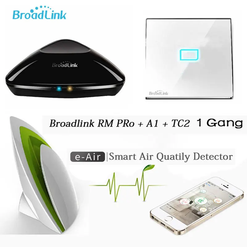 

Broadlink Rm Pro Smart Controller+A1 Air Quality Detector+TC2 1 Gang Switch Intelligent Domotica Wi-Fi Remote RF Controller