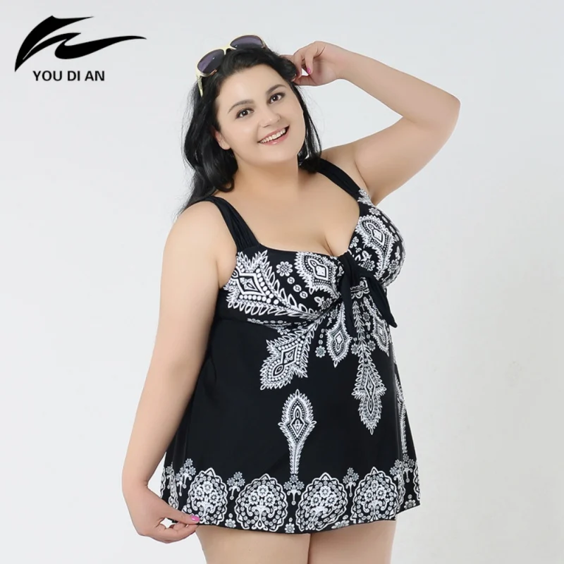 

Outdoor Women's Swimsuits of Large Sizes Beach Dress Swimsuit Plus Size 4X- 10X With Chest Pad Wirefree Swimwear Mailot De Bain