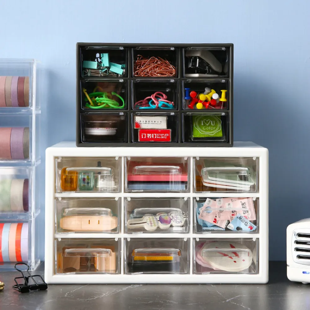 

Multilayer stationery transparent storage box mini cute female drawer desktop plastic small office cabinets LM7181540