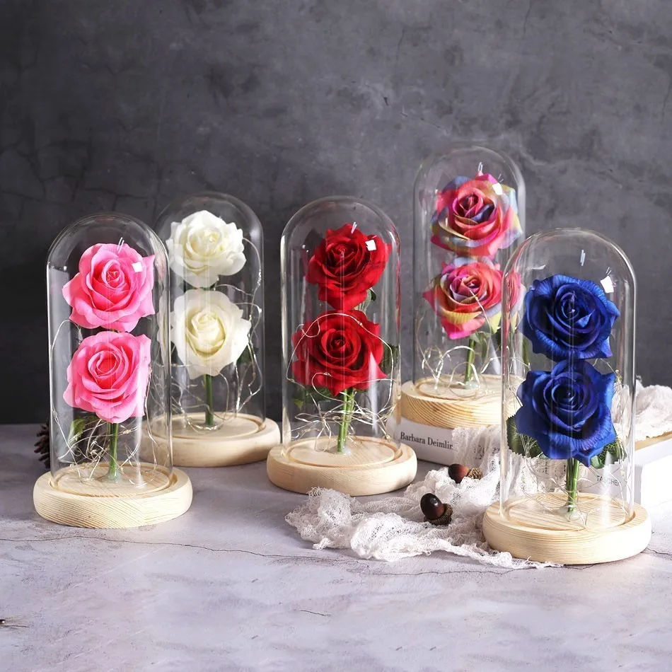 

Led Beauty Rose Lamp Romantic Beast Battery Powered Red Flower String Light Desk Lamp Birthday Wedding Lamp Valentine's Day Gift