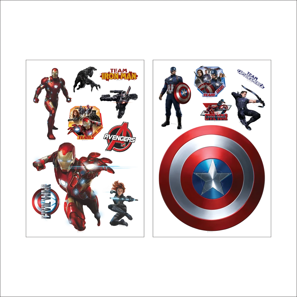 Наклейки на стену из фильма «мстители», супергерой, Железный человек, Капитан Америка, 3d ПВХ наклейки, украшение детской комнаты, художественный плакат marvel - Цвет: 006