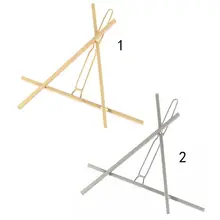 Минималистичные креативные медные крестообразные заколки для волос в форме треугольника для женщин и девушек, открытые геометрические заколки для волос в виде конского хвоста, домашние вечерние заколки