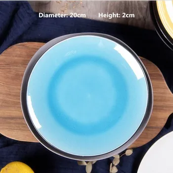 

Dishes & Plates 20cm diameter Retro ceramic plate hot Japanese Porcelain dishes creative steak dish DinnerwareTTC07.23