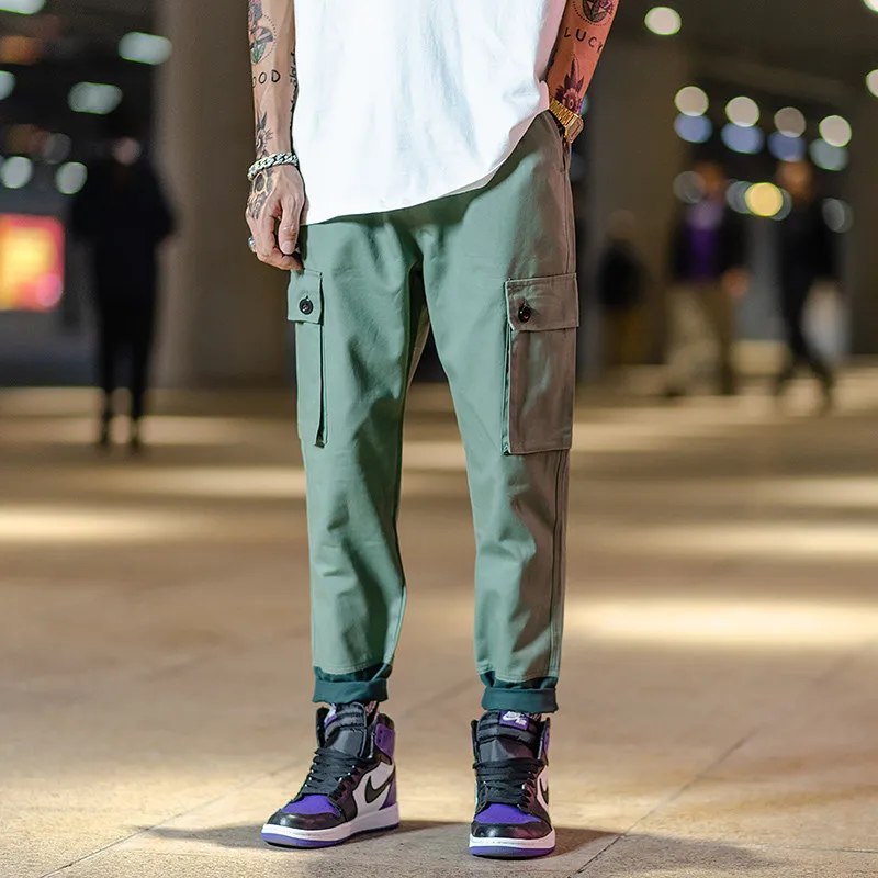SingleRoad Cotton Pants Men 2019 Side Pockets Hip Hop Trousers Joggers Streetwear Male Fashion Casual Loose Straight Men Pants