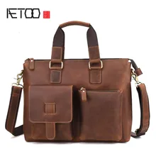 AETOO Дикий Повседневный Простой Высококачественный портфель из натуральной кожи мужская сумка деловая сумка высокого качества