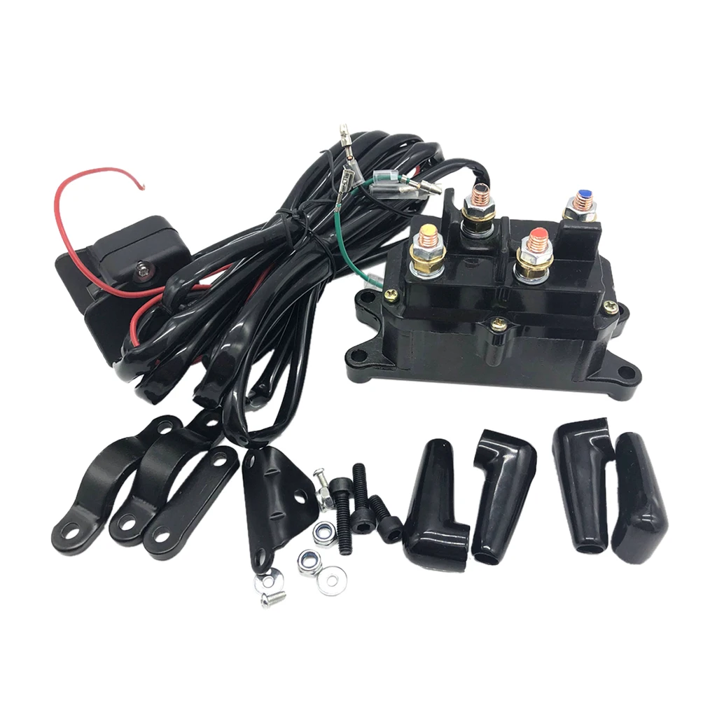 12V ATV Solenoid Relay Contactor + Winch Rocker Thumb Switch Wiring COMBO