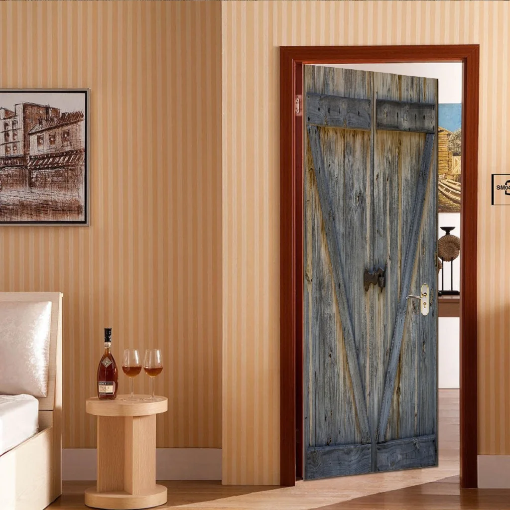 3D Door Wall Mural Sticker Window Cling Landscape Scene Decal Waterproof Vinyl Stickers for Window Cabinet Bathroom