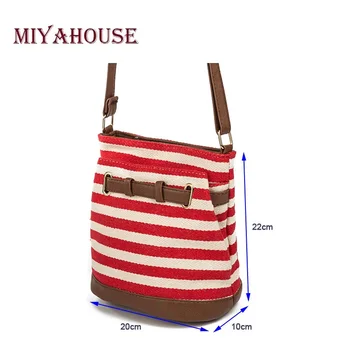 

Miyahouse Vintage Canvas Design Female Bucket Bag Striped Printed ladies Messenger Bag High Quality Daily Use Girls handbag