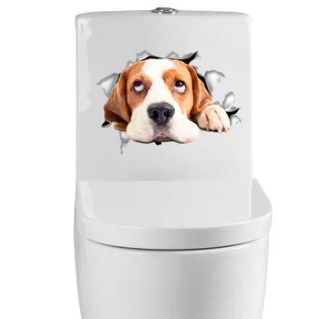 

Cats Dogs Wall Sticker Toilet Door Refrigerator Computer Bathroom Decor 3D Effect Wall Decor Animal Wall Decals Art Poster Mural