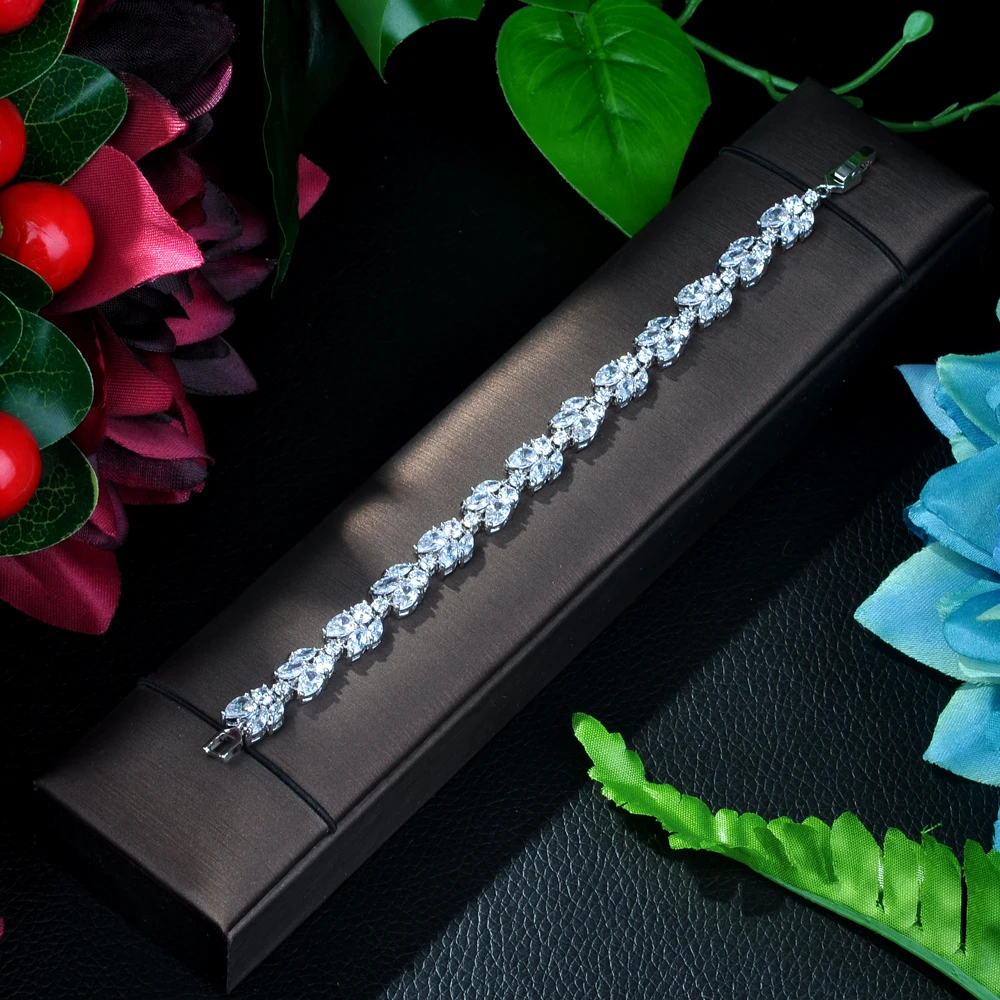 Ювелирный бренд hibride AAA кубический циркон свадебные браслеты, белый цвет роскошные женские ювелирные браслеты для женщин, B-005