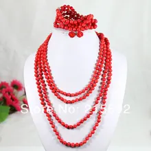 Розовое украшение с коралловыми бусинами, Африканский комплект ювелирных изделий, нигерийские Свадебные африканские бусы, комплекты ювелирных изделий,, CJ075