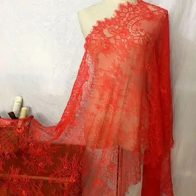 Широкий 65 см высокое качество тонкие ресницы кружевной отделкой ручной работы DIY аксессуары для одежды свадебное платье кружевной материал - Цвет: red