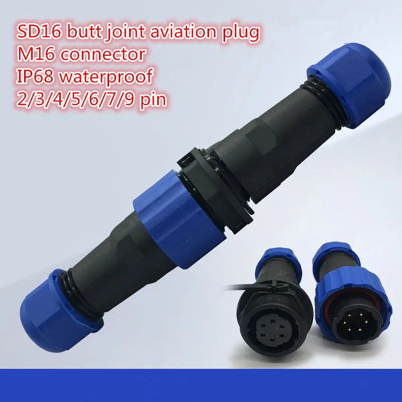 

1PCS AP060 SD16 aerial plug M16 connector IP68 waterproof butt joint aviation plug 2/3/4/5/6/7/9 pin gold-plated copper Pin