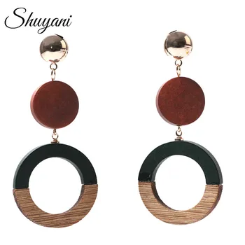 

Shuyani New Arrival Vintage Dangle Earrings Circle Round Pendant Big Statement Women Earring Fashion Jewelry Brincos Gifts