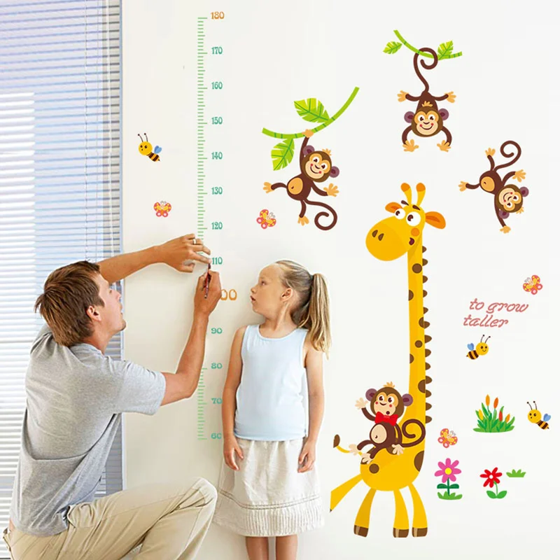 

Wall paper Mural Baby Girl Boy Room Growth Chart Stickers Cute Animals Stack Height Measure Wall Stickers Decal Kids Vinyl