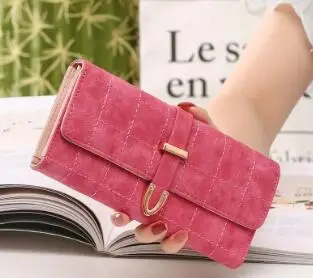 Кошелек для женщин, кошельки, брендовый кошелек, длинная секция, Ретро стиль, цена в долларах,, новинка, дизайнерские кошельки, держатель для карт, сумка для монет, женская - Цвет: rose red wallet