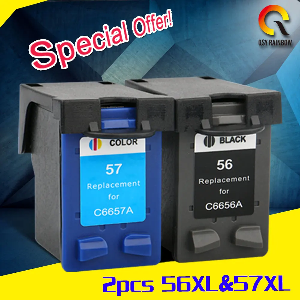 2pcs For HP 56 57 Ink Cartridge for HP56 xl 57 xl Deskjet 5150 450CI 5550