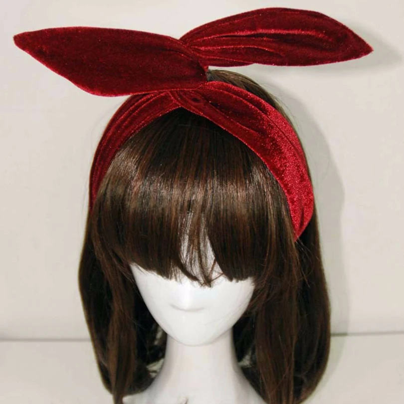 Haimeikang, сделай сам, мягкая бархатная повязка на голову для девушек и женщин, регулируемая повязка для волос с кроличьими ушками, бант, аксессуары для волос