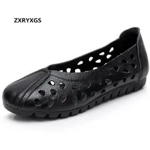 Г. новая весенняя женская обувь повседневная обувь на плоской подошве мягкая Нескользящая полая дышащая обувь сандалии обувь из коровьей кожи женская обувь на плоской подошве