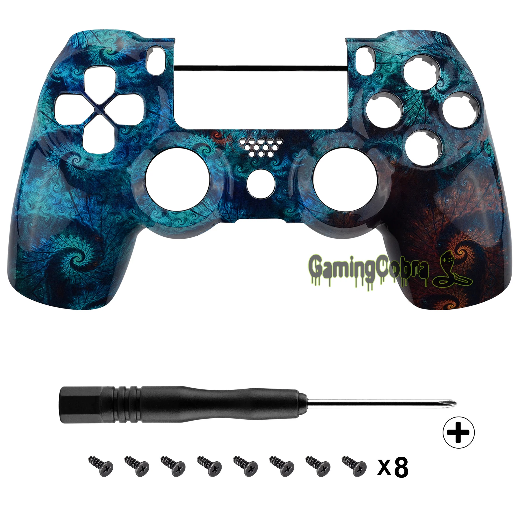 Spiral Patterned Faceplate Front Housing Shell Replacement Part for PS4 Slim Pro Controller CUH-ZCT2 JDM-040 JDM-050 JDM-055