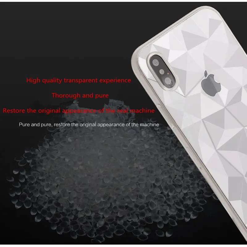 Ультра Тонкий блестящий алмаз текстуры чехол для iphone X Новый Прозрачный soft shell 6 7 8