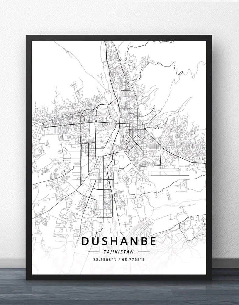 

Dushanbe Tajikistan Map Poster