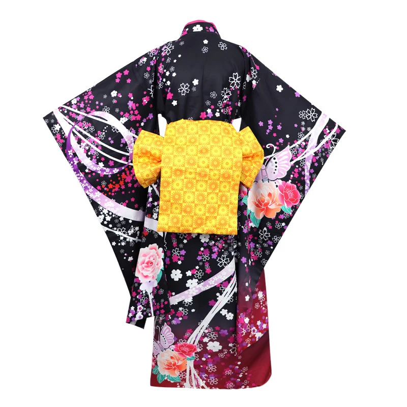 Классический цветок кимоно гейши платья с OBI винтажные японские стиль аниме косплей костюмы Хэллоуин ночной клуб Танцы платье 3XL