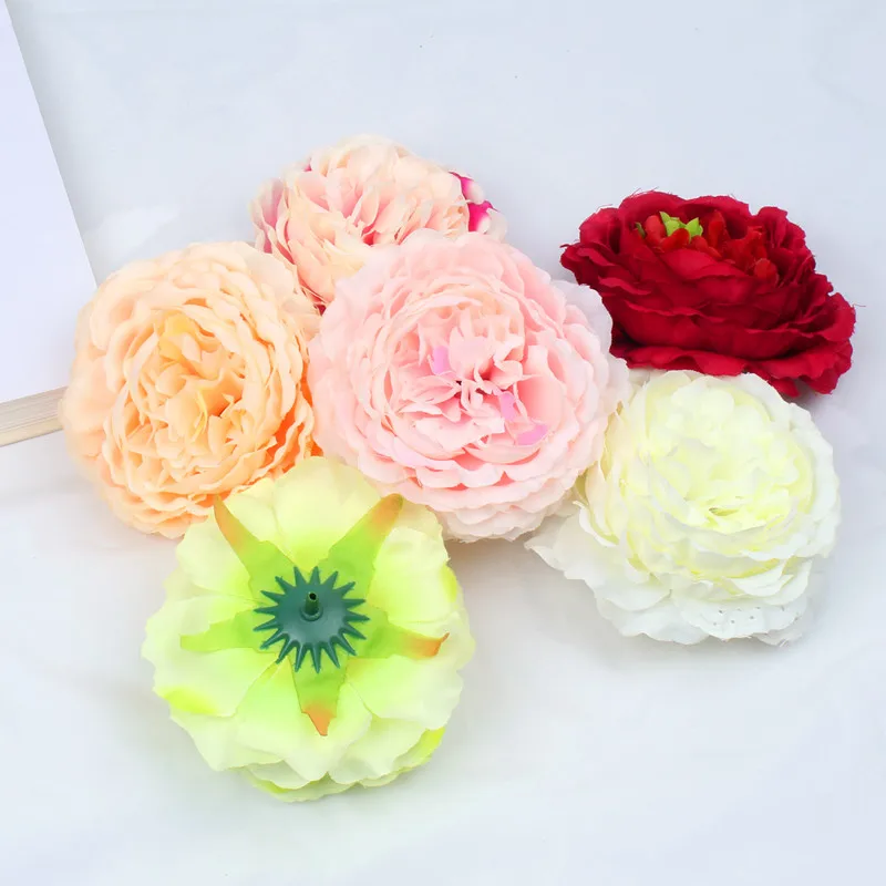 5pcs/lot 9cm High Quality Peony Flower Head Silk Artificial Flower