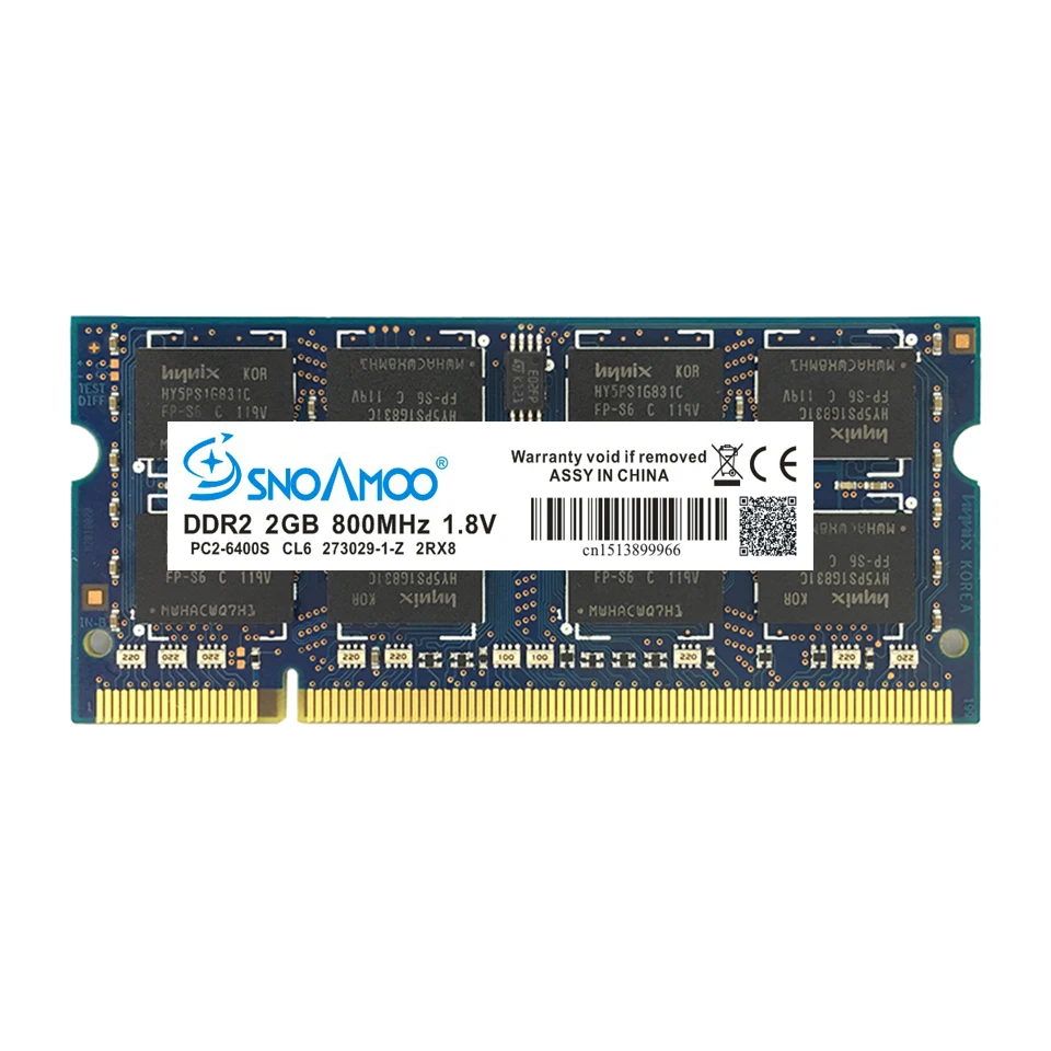 SNOAMOO دفتر الذاكرة 2 جرام 4 جرام 667 ميجا هرتز PC2-5300S DDR2 800 ميجا هرتز PC2-6400 200Pin DDR2 CL6 1.8 فولت SO-DIMM محمول الكباش الضمان مدى الحياة
