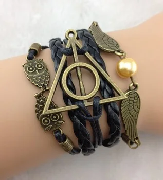 

1pc owl and wing braceelt charm bracelet leather bracelet 987 min order 10$